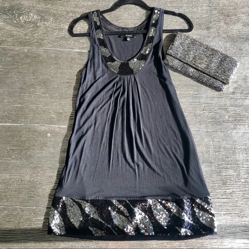 Express Black/Silver sleeveless Cocktail Dress‎